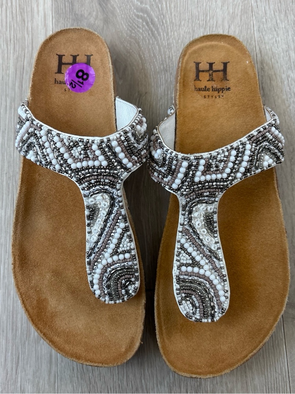 Haute Hippie Beaded Embroidered Retro Thong Sandals size 8.5